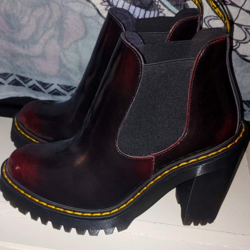 Dr. Martens Burgundy Chelsea Lug Heel Booties